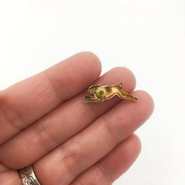 Brass Victorian Style Golden Rabbit Pin or Brooch