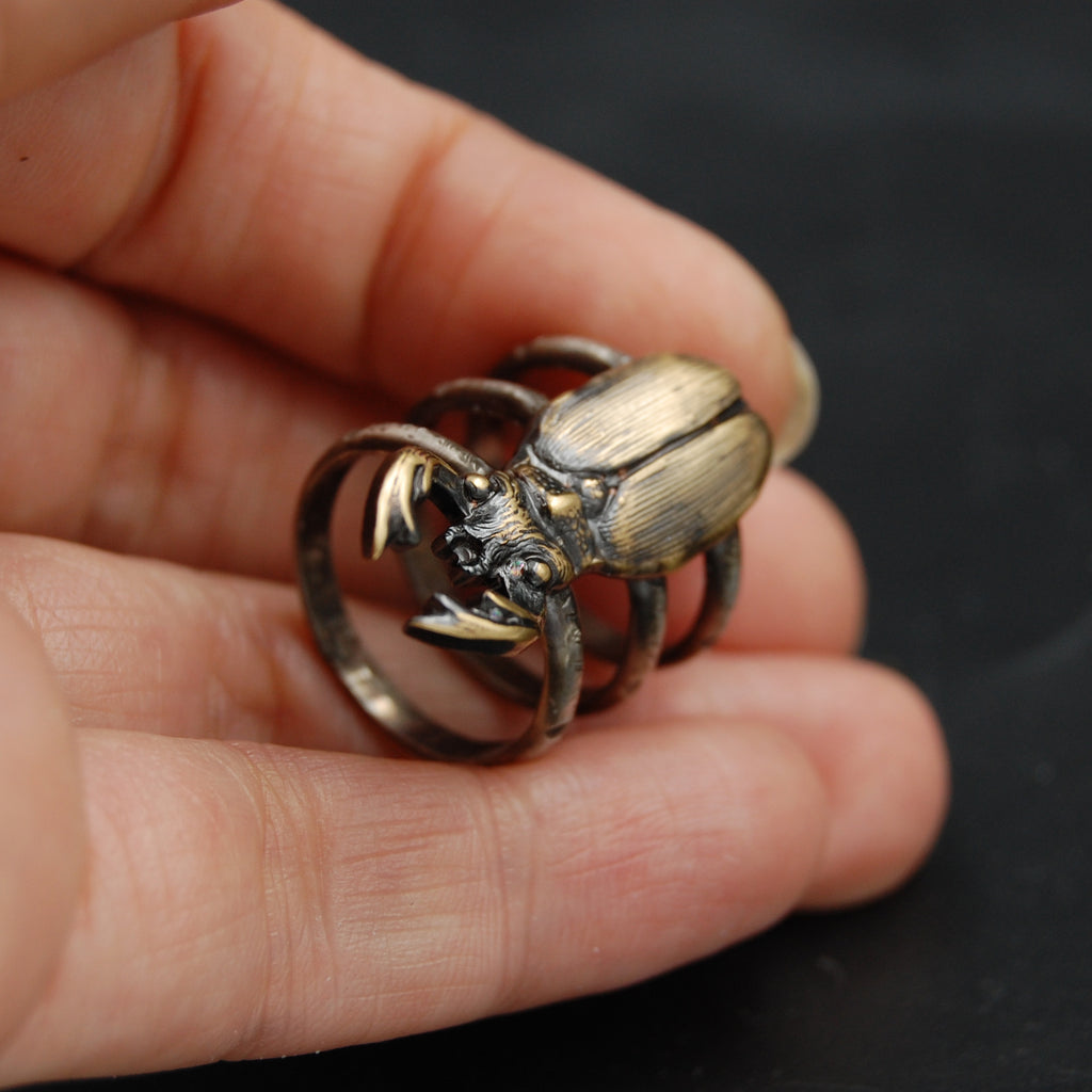 Bug Ring Designs Stag Beetle Ring β Brass and Sterling Silver Insect Ring β Handmade St ...