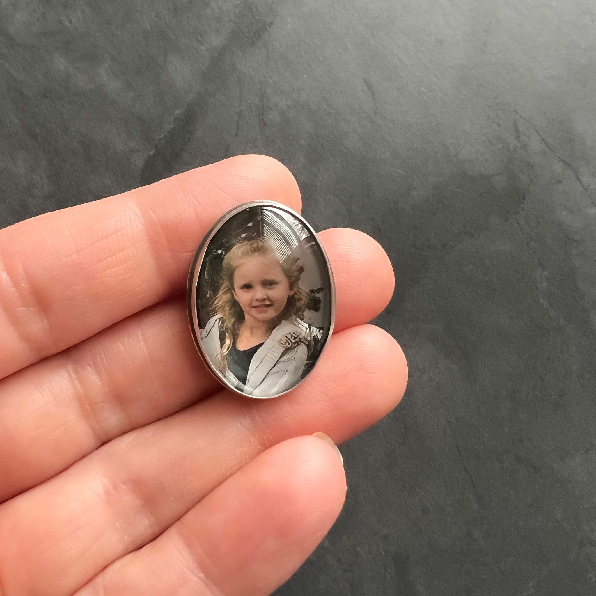 Sterling Silver Photo Brooch — Perfect Customized Gift for Mother's Day for Mom or Grandmom or New Mom!  Sterling Silver Pin with Real Photo