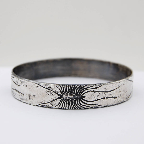 House Centipede Insect Bangle Bracelet in Sterling Silver