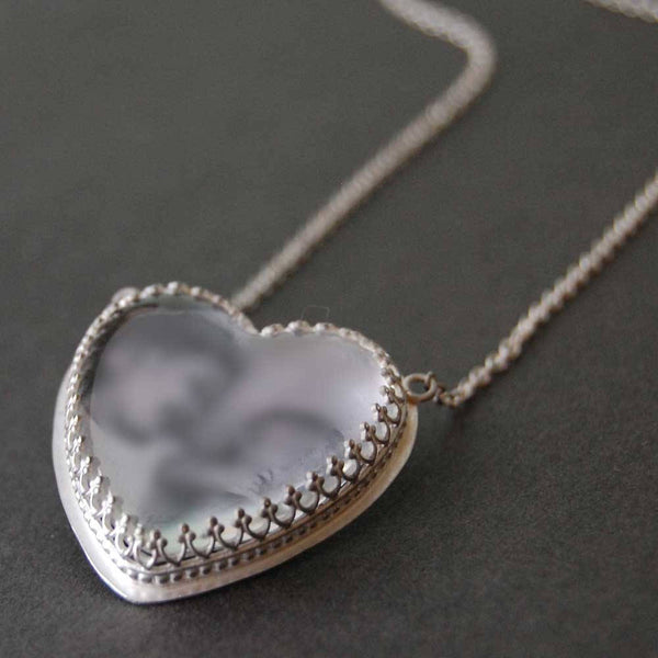 Sterling Silver Heart Shaped Custom Photo Necklace