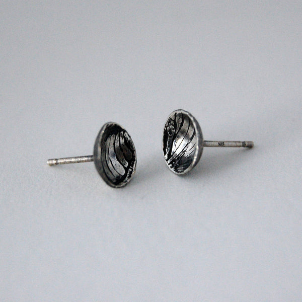 Handmade Sterling Silver Moth Insect Wing Pattern Stud Earrings