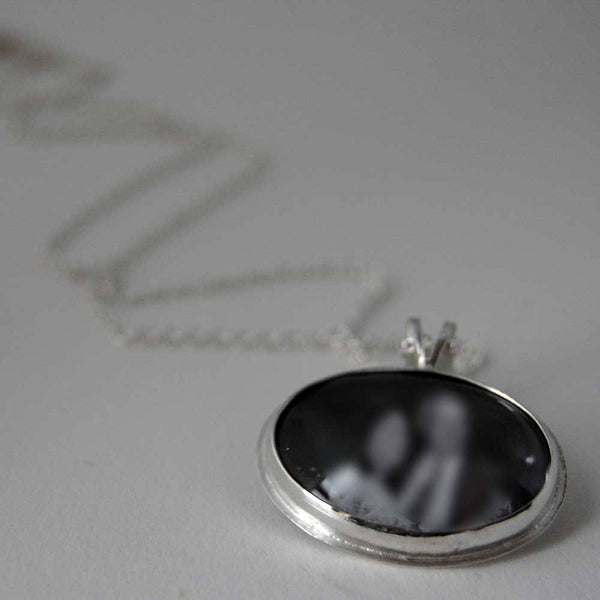 Sterling Silver Horizontal Custom Photo Necklace or Photo Pendant
