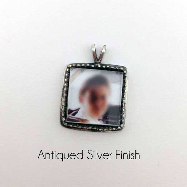Tiny Square Custom Sterling Silver Photo Pendant or Custom Photo Necklace