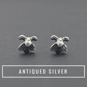Sterling Silver Moth Stud Insect Earrings