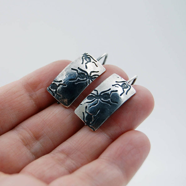 Sterling Silver Ant Insect Dangle Earrings