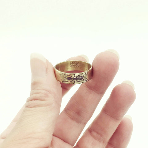 Handmade Yellow Brass Eternity Ant Insect Ring Band