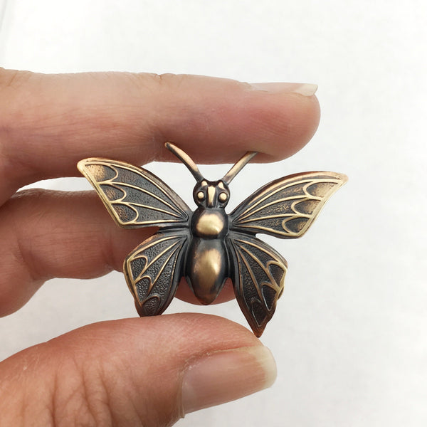 Brass Butterfly Insect Pin or Brooch