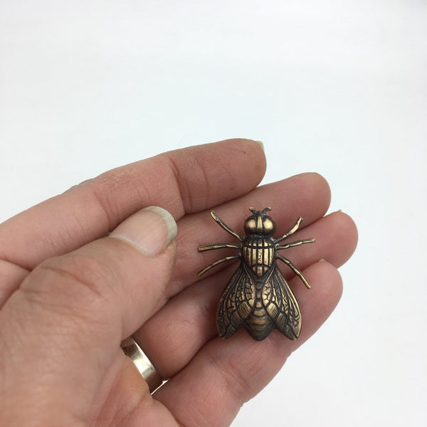 Large Brass Fly Insect Pin or Brooch