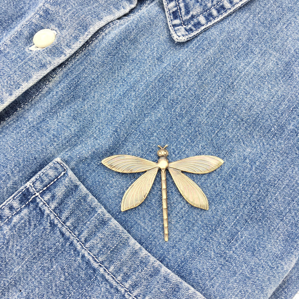 Brass Dragonfly Insect Pin or Brooch