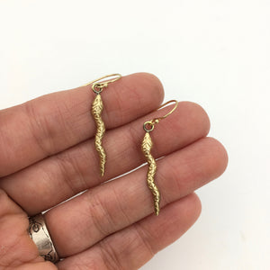 Brass and Gold Snake Dangle Earrings