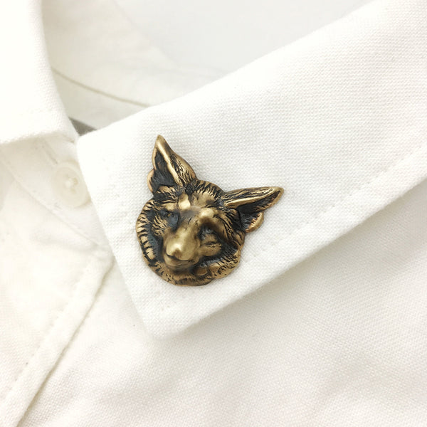 Gold Brass Fox Pin or Brooch