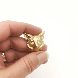 Gold Brass Fox Pin or Brooch