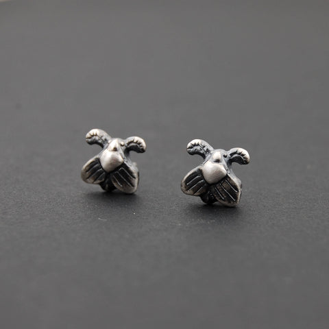 Sterling Silver Moth Stud Insect Earrings