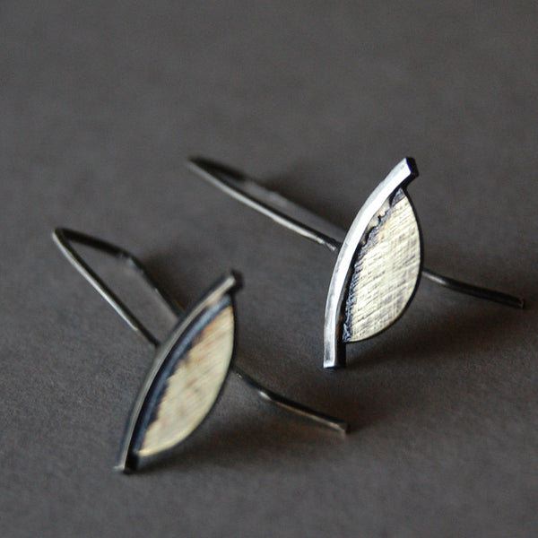 Sterling Silver and Brass Handmade Metalwork Minimalist Earrings