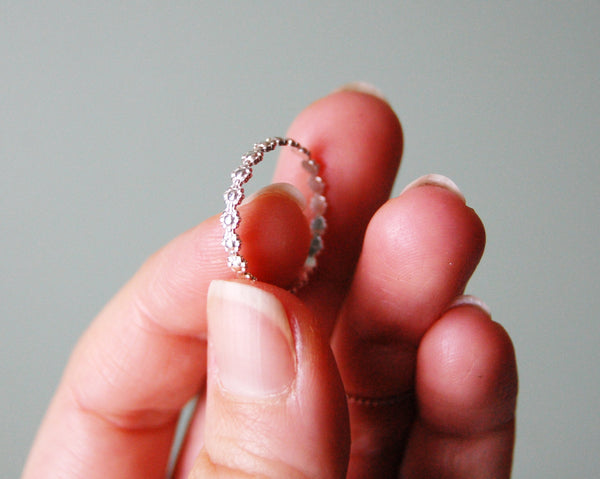 Sterling Silver Stacking, Memory, or Knuckle Daisy Chain Ring