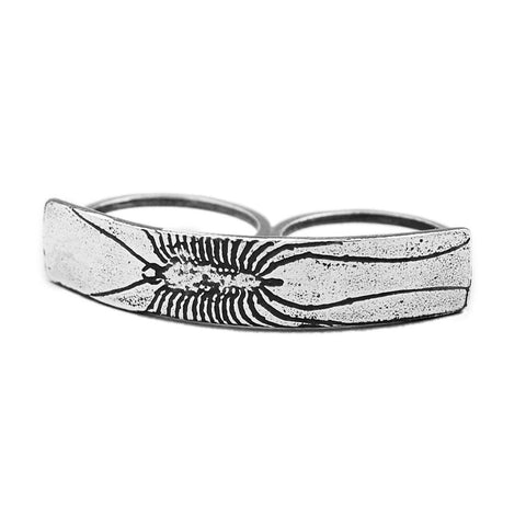 House Centipede Insect Double Ring in Sterling Silver