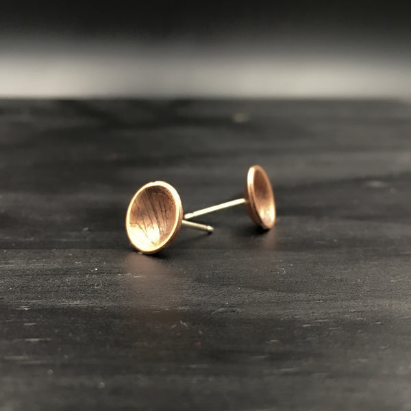 Handmade Copper & Sterling Silver Stud Earrings with Moth Insect Wing Patterns