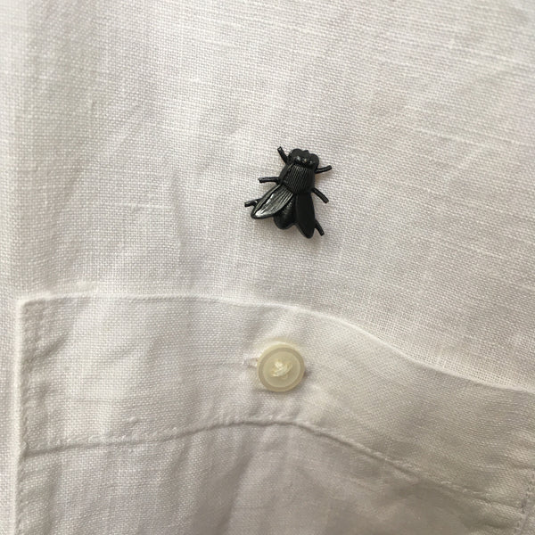 Art Deco Style Housefly Scatter Pin, Lapel Pin, Tie Tack, or Brooch — NEW with All Black Finish!