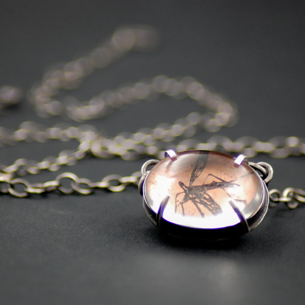 Handmade Mosquito Insect Necklace in Sterling Silver & Copper