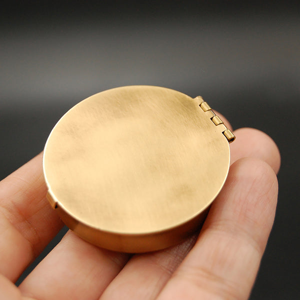 Plain Round Small Brass Pill Box with Your Choice of Engraving or No Engraving