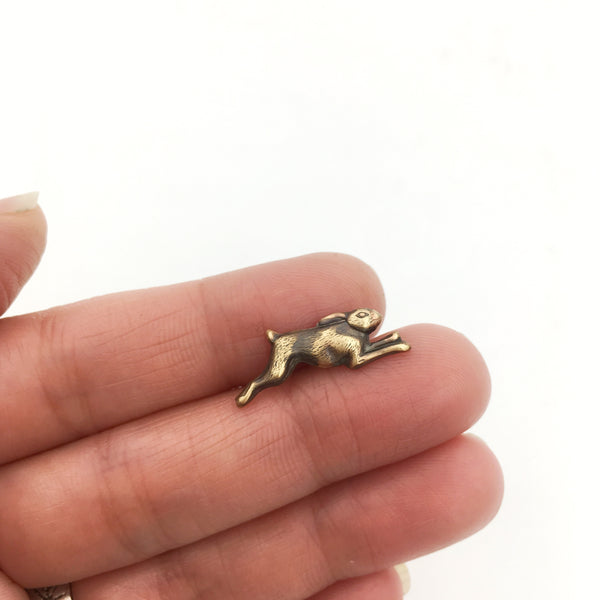 Brass Victorian Style Golden Rabbit Pin or Brooch