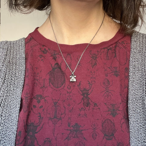 Sterling Silver Moth Necklace – Handmade Insect Pendant on Custom Chain or Charm Only, Bug Lover Gift
