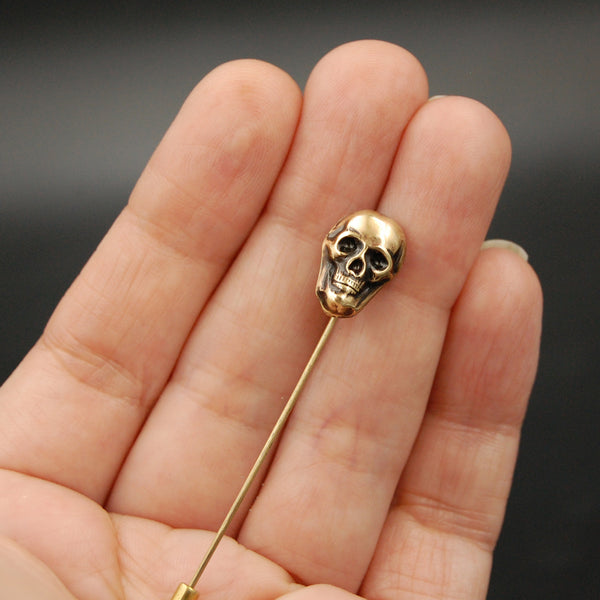 Gothic Handmade Unisex Brass Skull Stick Pin
