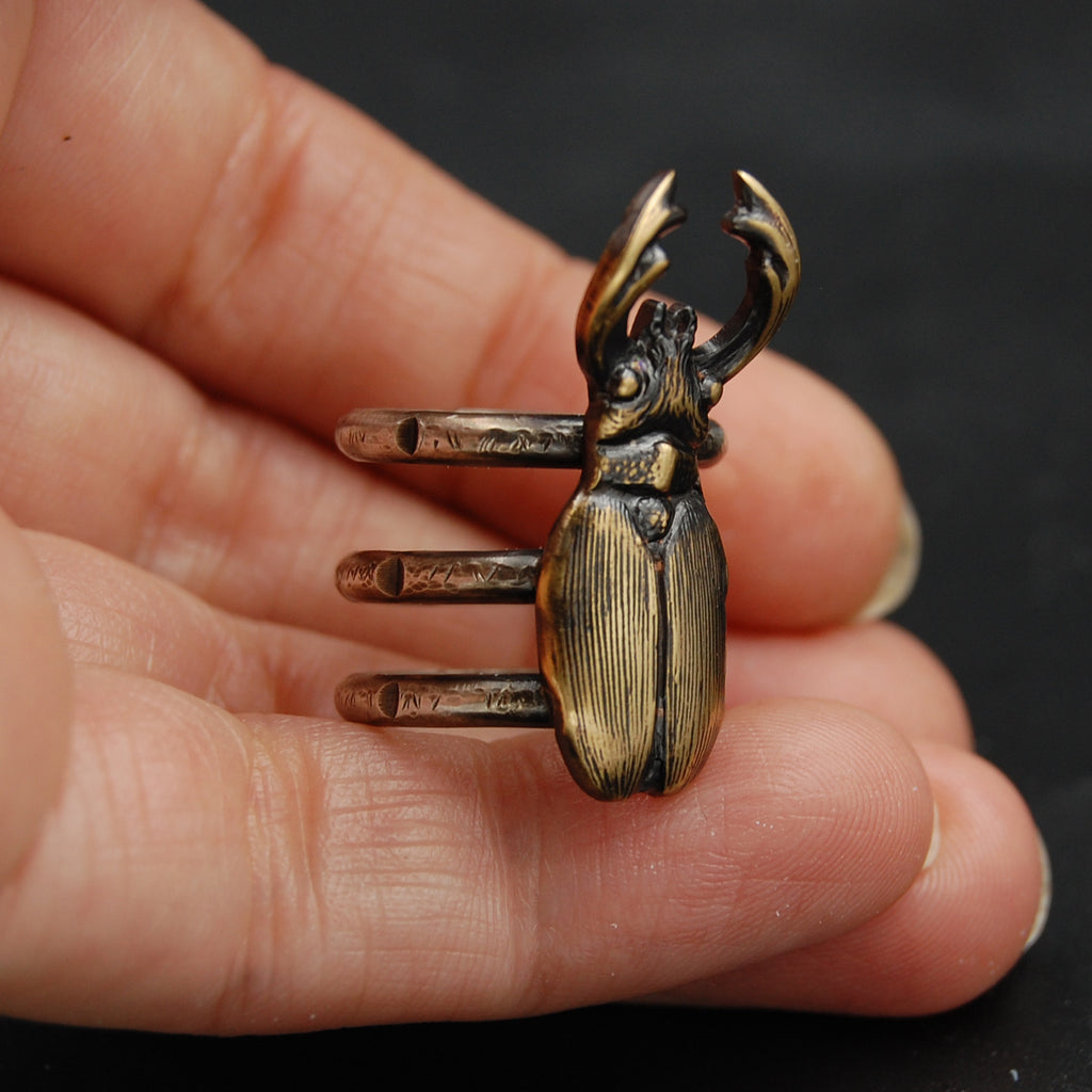 Insect Rings Stag Beetle Ring – Brass and Sterling Silver Insect Ring – Handmade St ...