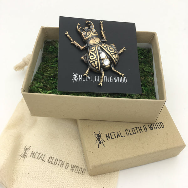 Stag Beetle Insect Pin or Brooch