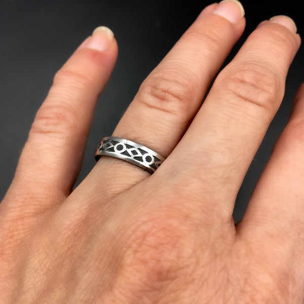 Handmade 5mm Sterling Silver Gothic Patterned Ring Band