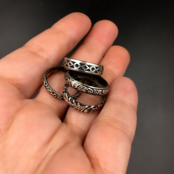 Handmade 5mm Sterling Silver Gothic Patterned Ring Band